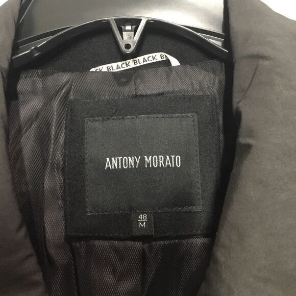 Antony Morato Black Wool Blend Overcoat (DC) - Picture 6 of 6